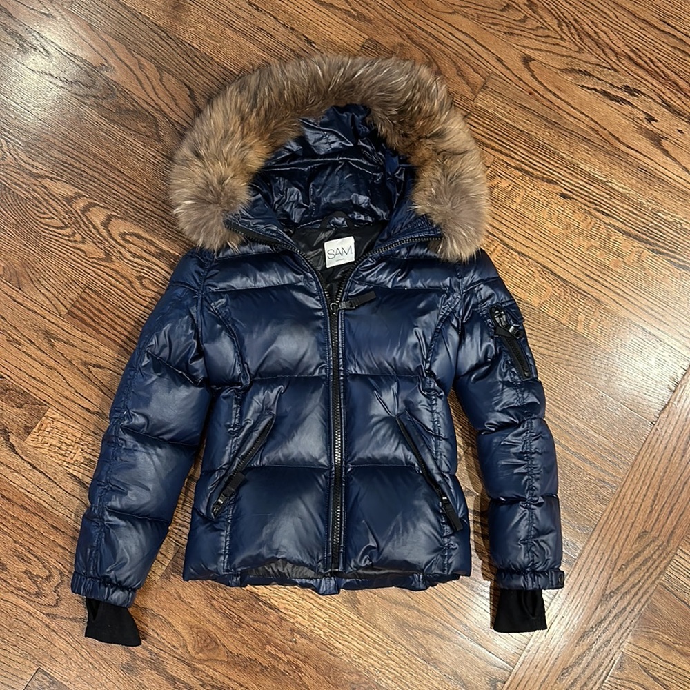 SAM. Fur Trim Hood Down Puffer Jacket Color: Navy Size: 12 y.o. (Girl’s)
